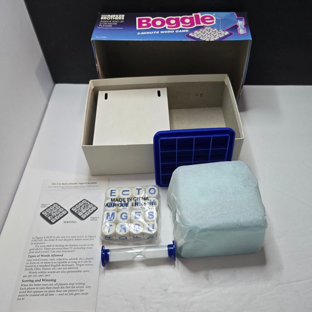 Parker Brothers Boggle 1992 No 0384 Unused Open Box Sealed Letter Cubes